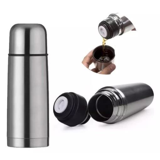 Garrafa Térmica Inox 400ml Com Click Top - Quente Frio Café Água Chá com Tampa - Água Café - PANAMI