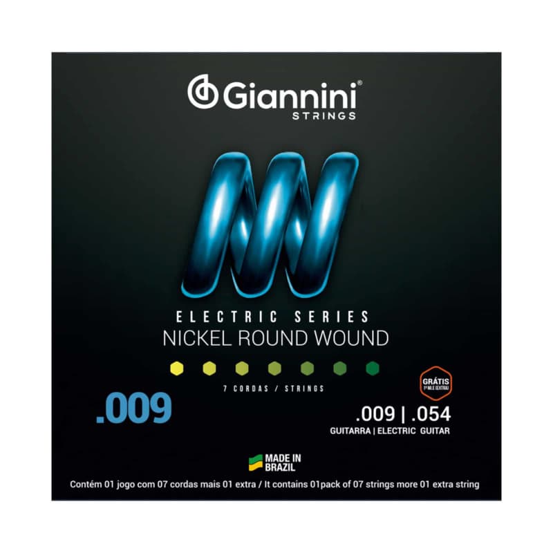 ENCORDOAMENTO GIANNINI GEEGST.709 P/GUITARRA NIQUEL 0.009 7 CORDAS