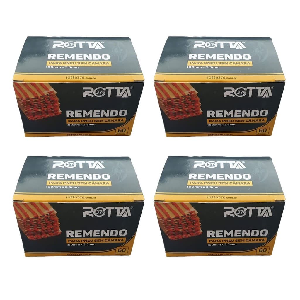 Kit 4 CX Refil Tipo Macarrao Moto 3mm Cx C/ 60 unidades Remendo Alta Aderência Vedação Segura Uso Profissional