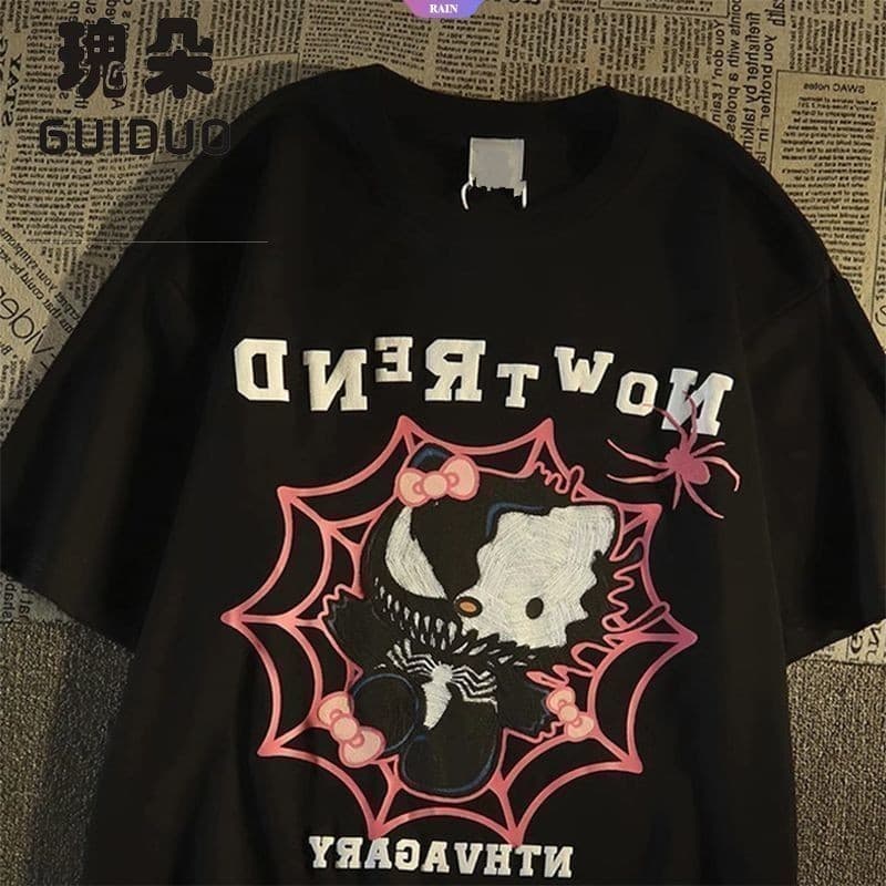 Camiseta Basica Camisa Hello Kitty Venom Simbionte Harakuju Verão Unissex