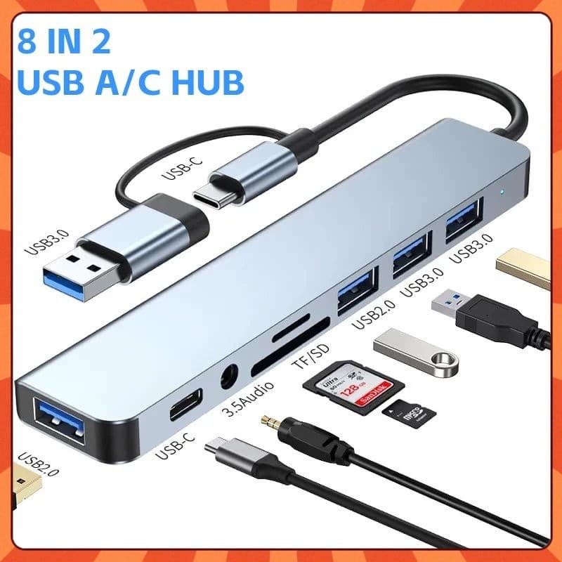 ALTOMEX 8 Em 2 Hub Tipo C Multiportas 2.0/3.0 para MacBook Air, Dell, Lenovo