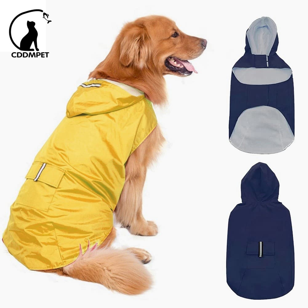 Capa De Chuva Cachorro Para Cães À Prova D'água Com Capuz Reflexivo Ao Ar Livre Impermeável Jaqueta
