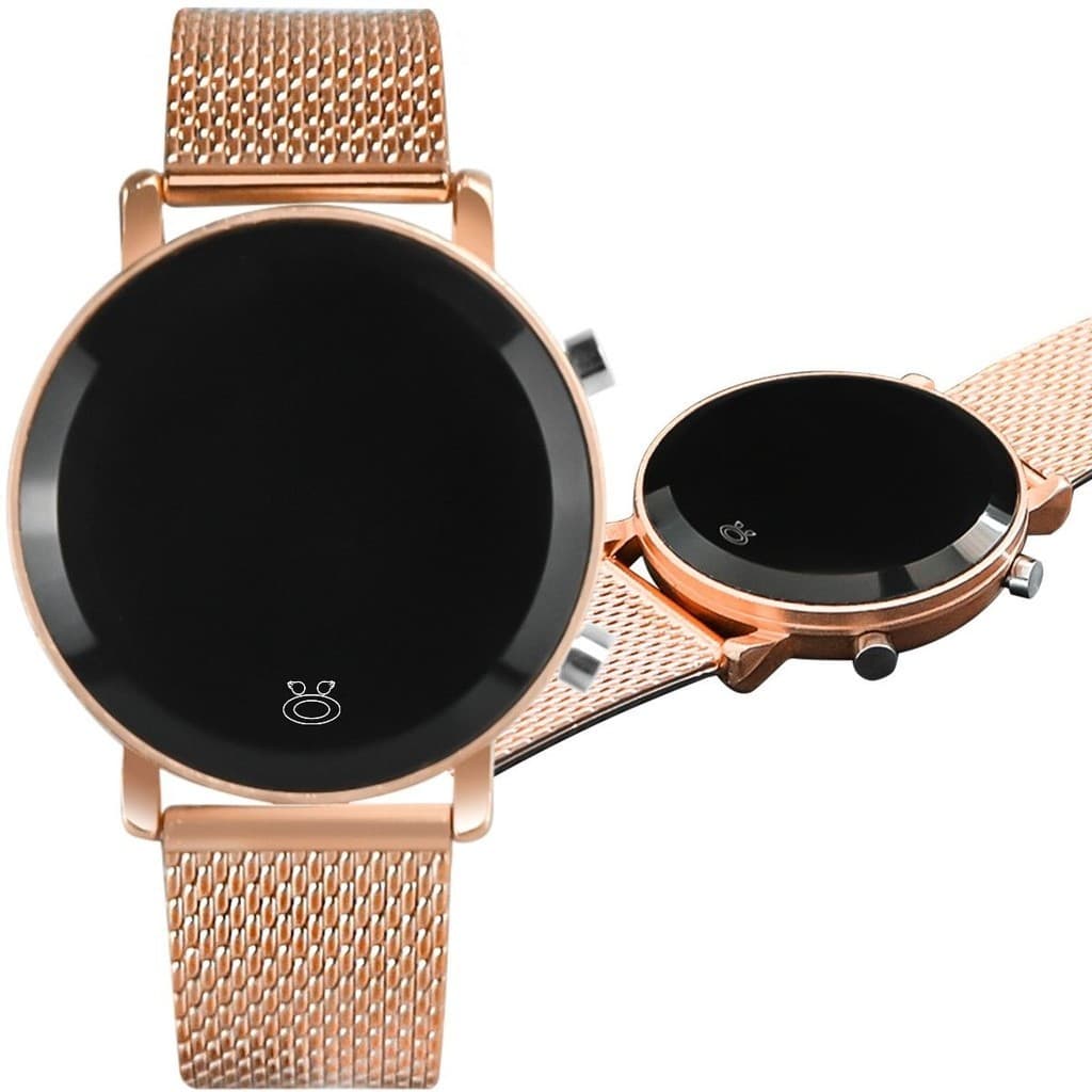 Relogio feminino aço inox digital rose silicone qualidade premium casual redondo moda original