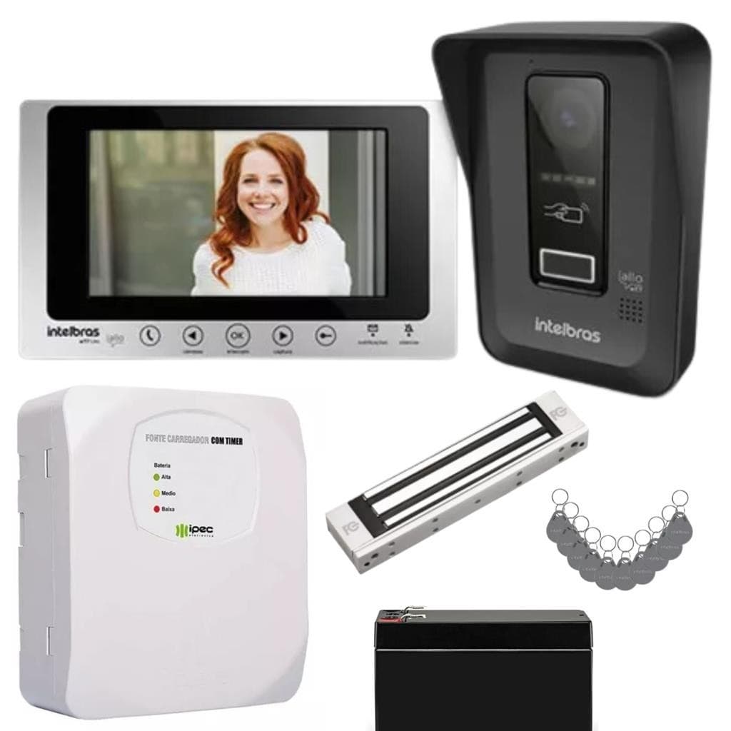 Videoporteiro Allo wT7 Lite + Fechadura Magnética + RFID: Kit Smart Acesso