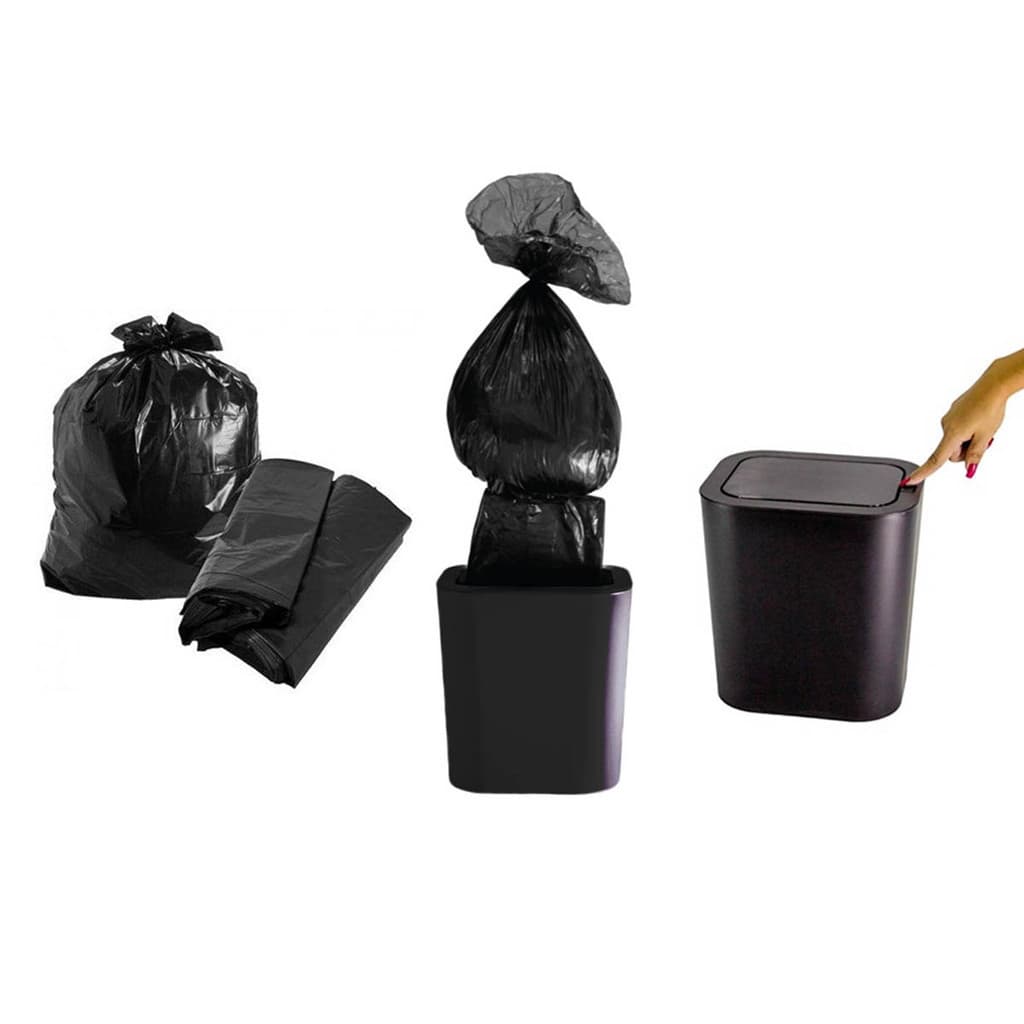 Kit Lixeira 12 Litros Sistema Push + 2 Refil Saco de Lixo 200un Lixeira para Lixo Click Banheiro Cozinha Escritório