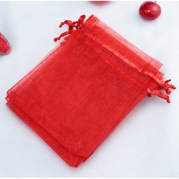 10 Saquinhos De Organza 20x30 Vermelho Carmesim Fita Cetim