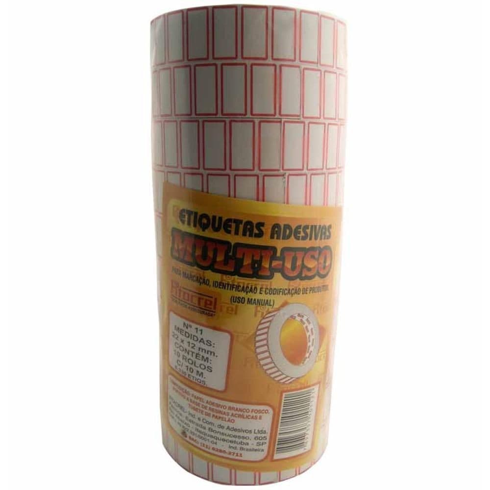 Kit 10 Rolos Etiqueta Adesiva Para Preço Nº11 22X12 - 8300 Etiquetas