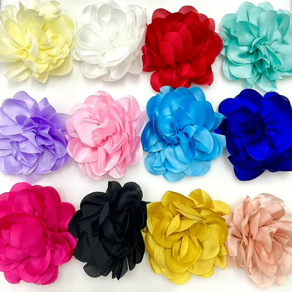 12-24 Pcs Aplique Flor De Tecido Poliester P/ Artesanato