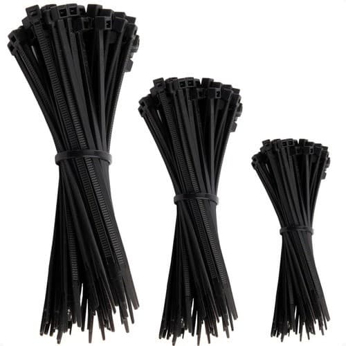 Abraçadeira Enforca Gato Nylon Preta 125 Peças Multiuso Para Cabos Fios Organização 3 Tamanhos Reforçada Uso Diario Casa