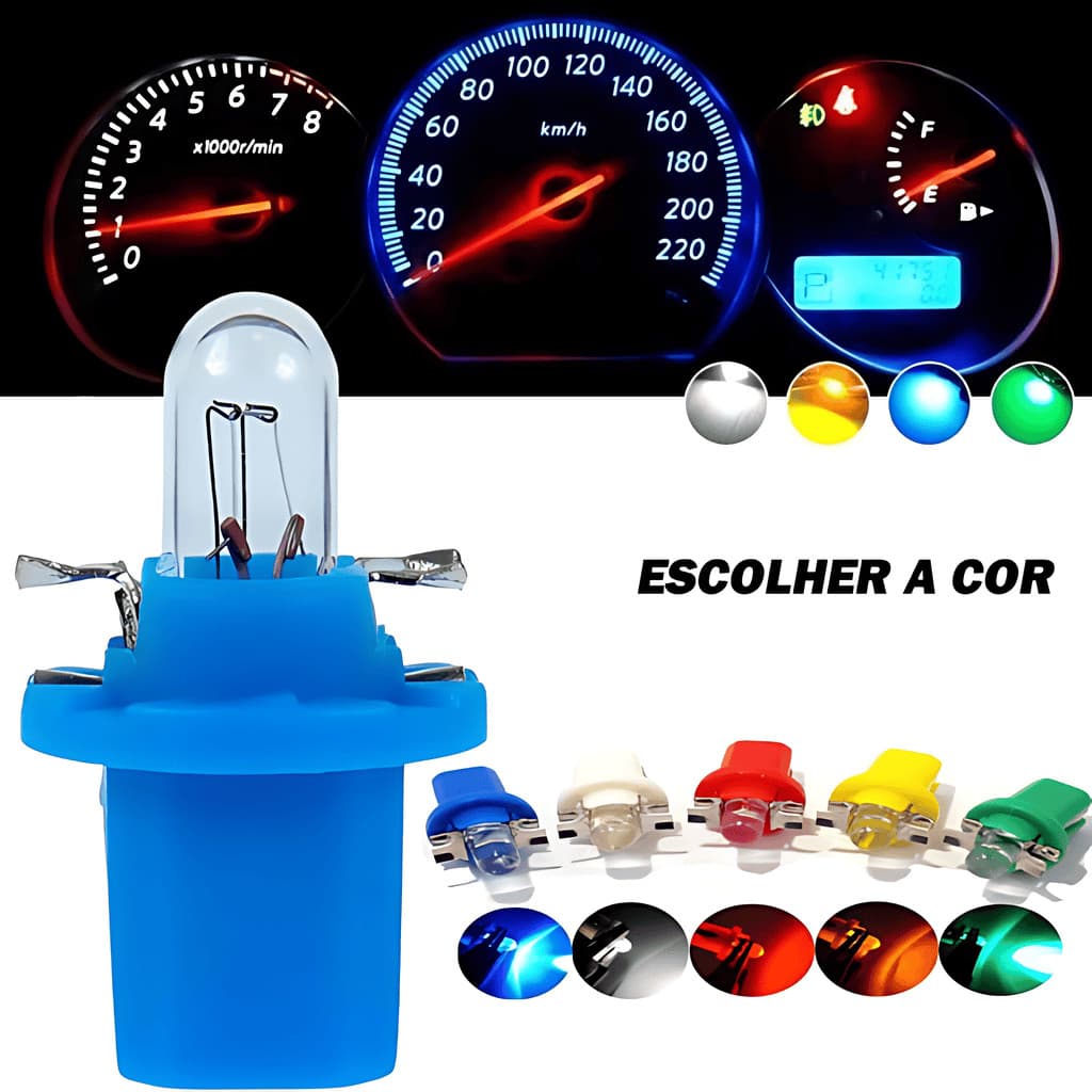 5 x Lâmpada led Automotiva T5 B8.5 de Led Pinguinho soquete b85 Led Painel Carro Moto Branco Azul Verde Vermelho Amarelo