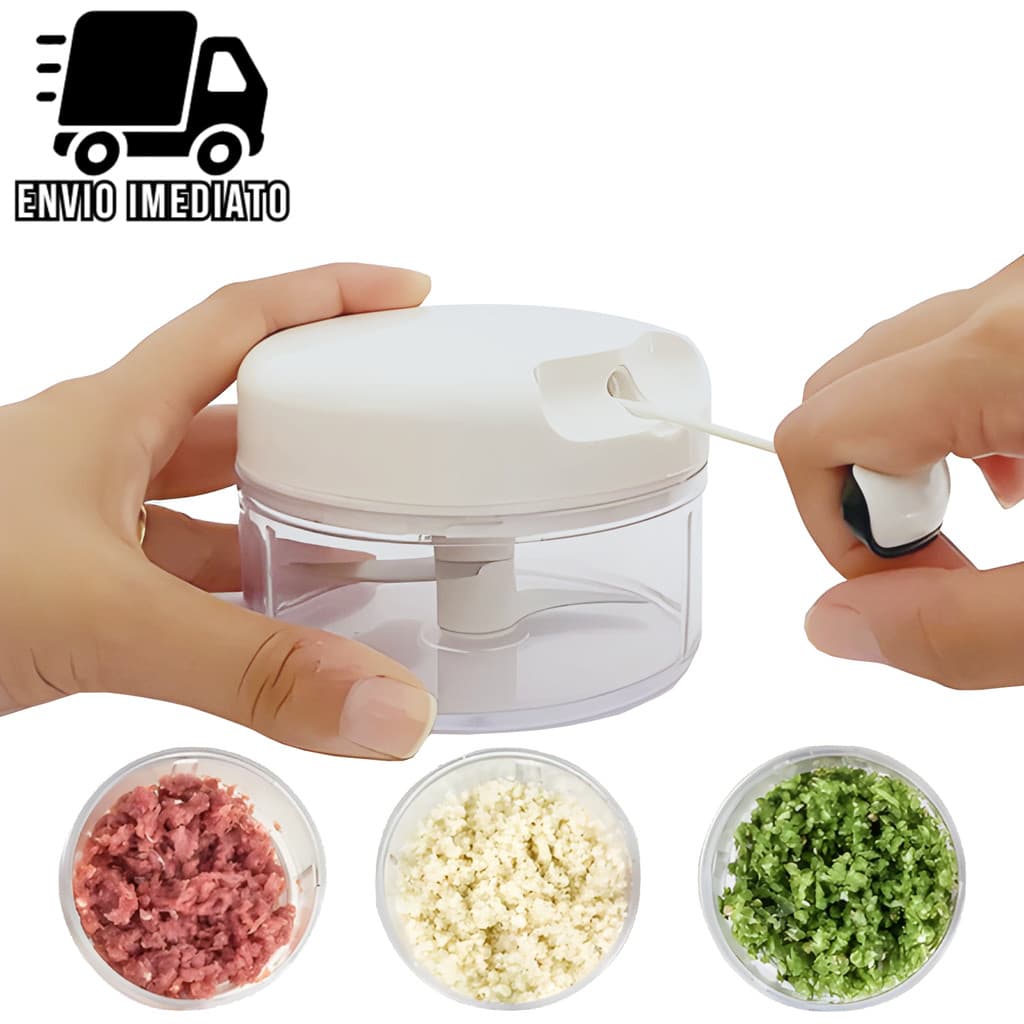 Mini Processador Manual Triturador de Alimentos para Alho Cebola Legumes com Lâminas em Aço Portátil