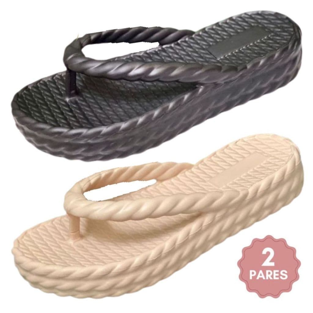 Kit 2 pares Chinelo 3 Tranças Feminino Plataforma Nuvem