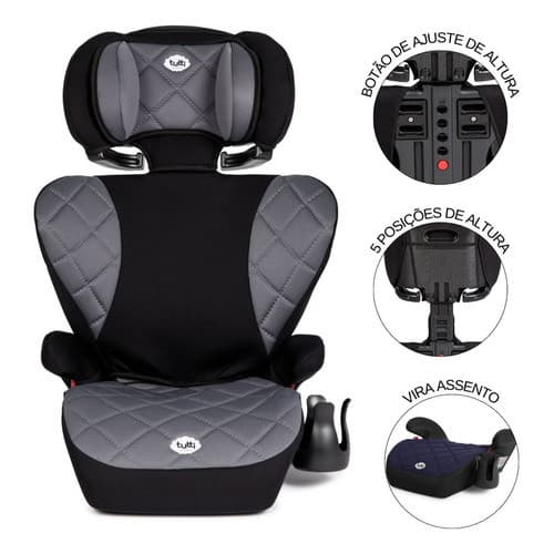 Cadeira Cadeirinha Infantil Bebê Carro Triton II Preto e Cinza Tutti Baby