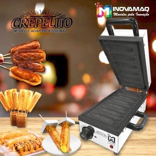 Máquina Crepe Suíço 6 Cavidades Antiaderente Inovamaq