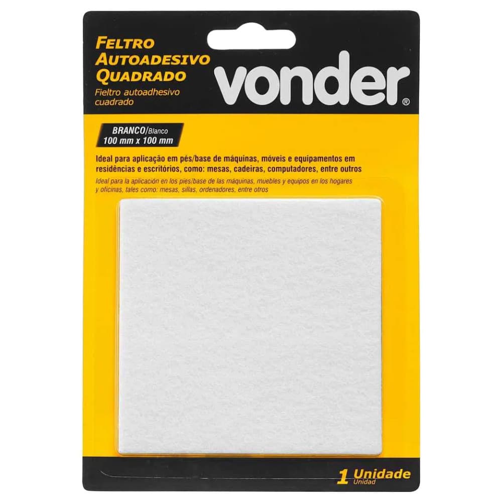 Feltro Adesivo Quadrado 100mm Branco Vonder