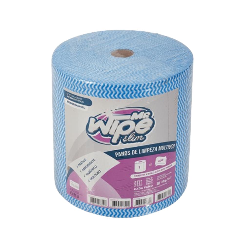 PANO MULTIUSO MR WIPE SLIM AZUL 28X50 ROLO 300M C/600 PANOS