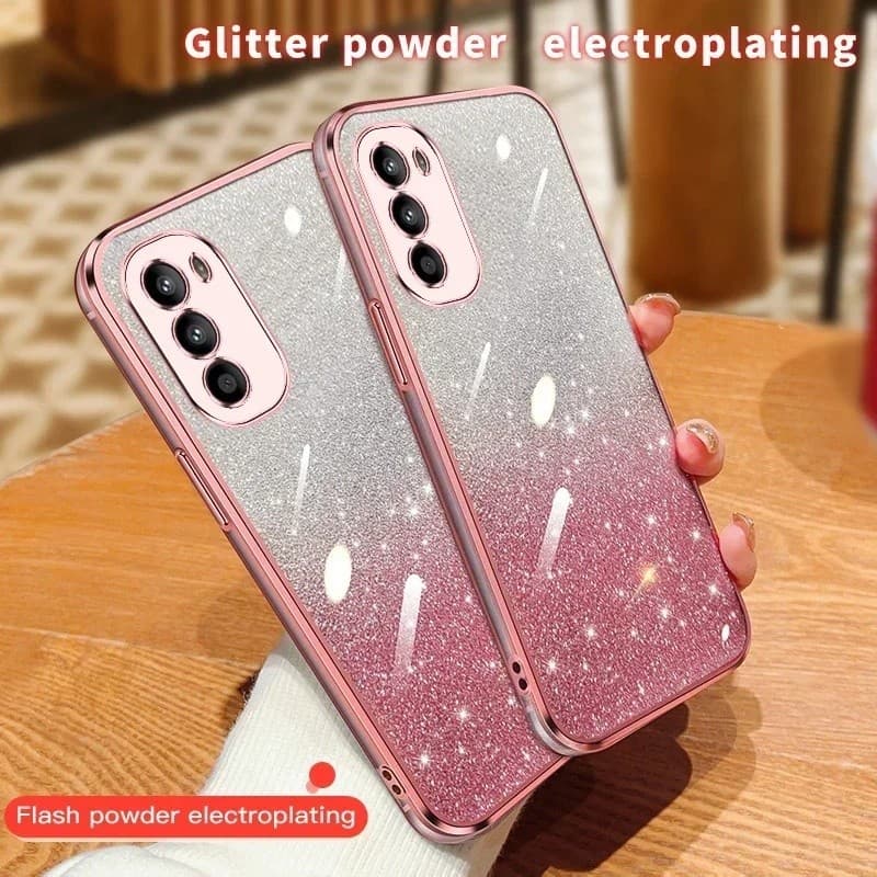Capa Luxuosa Glitter Para  Motorola MOTO G24 G54 G84 G22 G32 G42 G52 G62 G72 G82 G31 G13 G23 G53 G73 G83 G40 Fusion G50 G60 G60S G10 G20 G30 E22 E22i Edge 30 Gradiente Chapa Macia Feminina Traseira