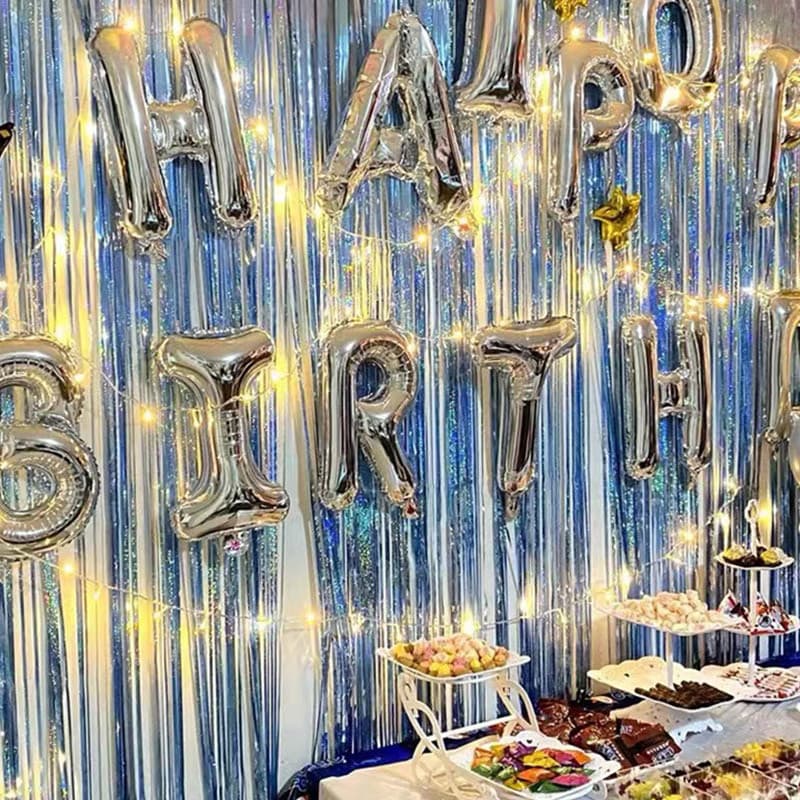 Kit 2/3/5 Cortinas Metalizado Fita para Festa 1mx2m painel decoração fita metalizada