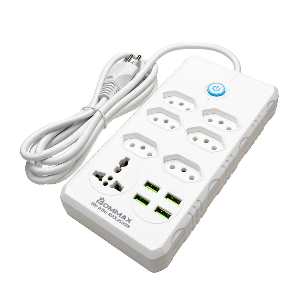Extensão Régua 6 Tomadas 1 Universal 4 USB 2m - BM-A196