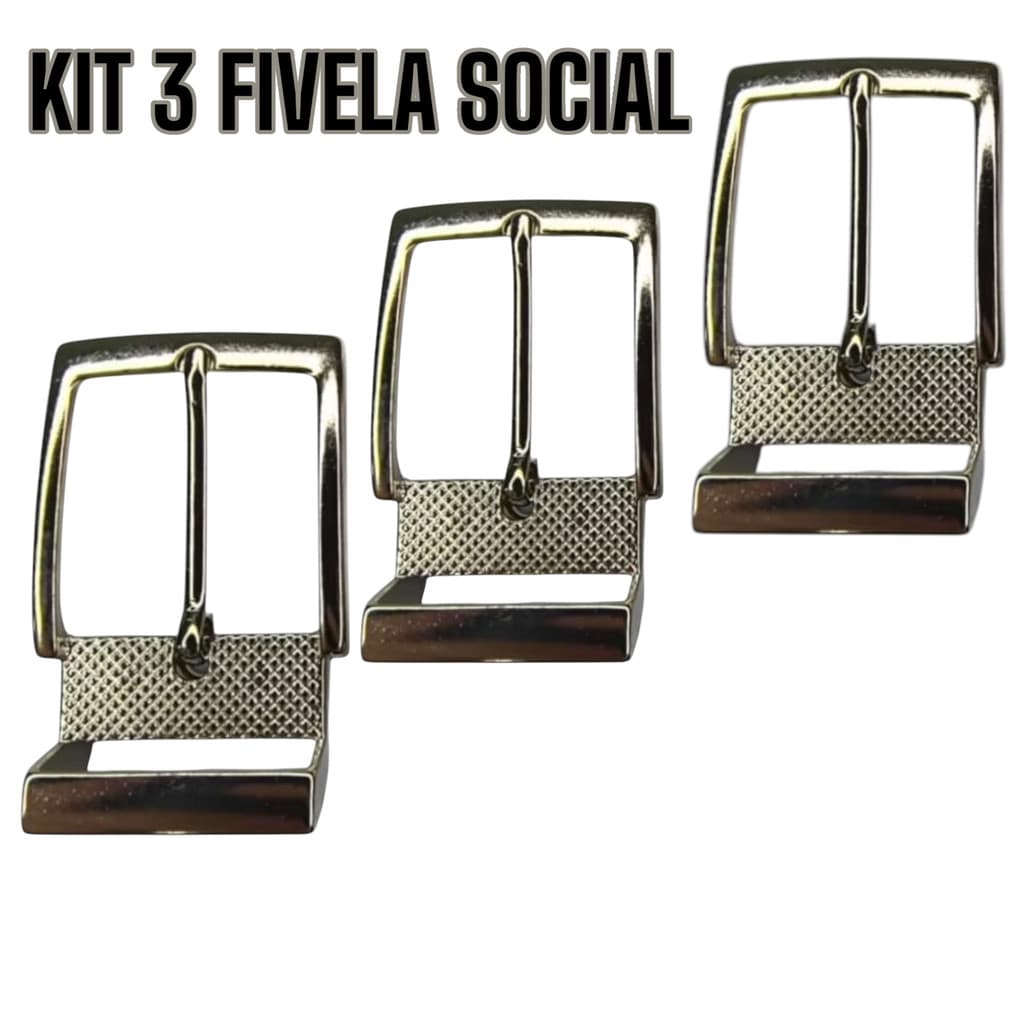 Kit 3 Fivela de Metal Niquelado Para Cinto Social 3.5 MM