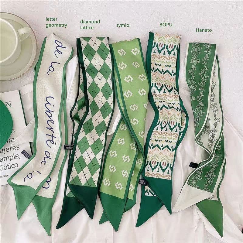 Lenço Pequeno Verde Brilhante e Jovem para Mulheres, Laço de Cabelo Fino e Estreito de Primavera e Verão, Faixa de Cabel