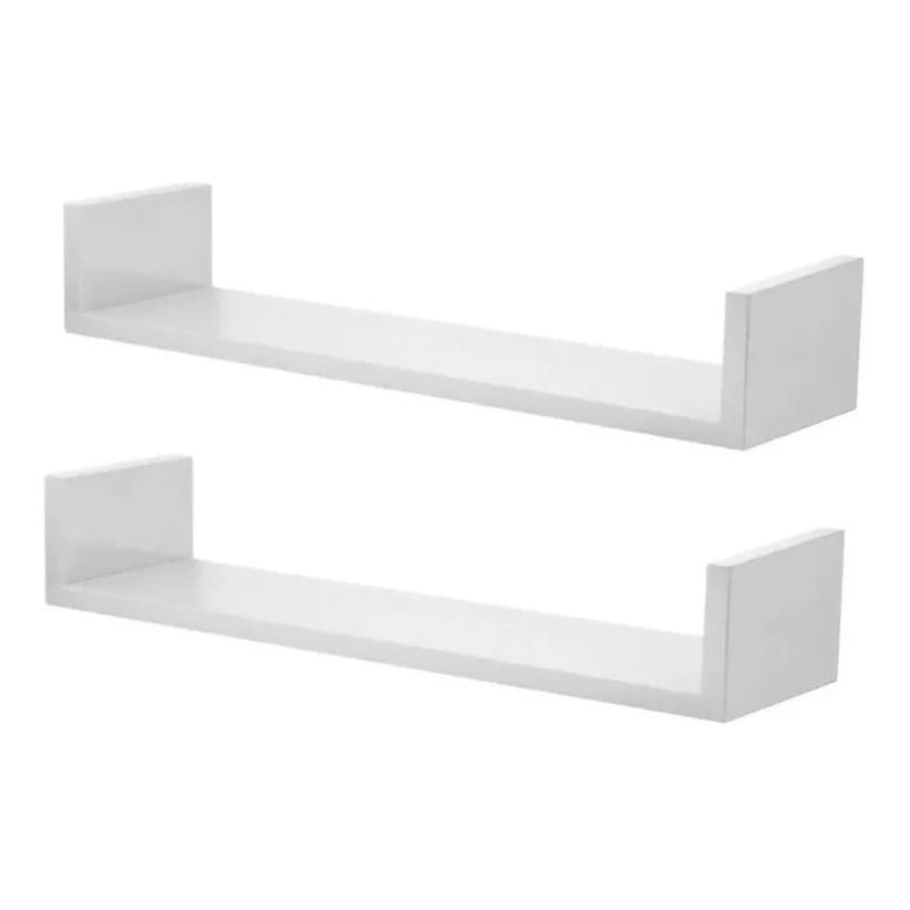 Kit 2 Prateleira Nichos U Livros 60x10 Mdf Branco 15mm