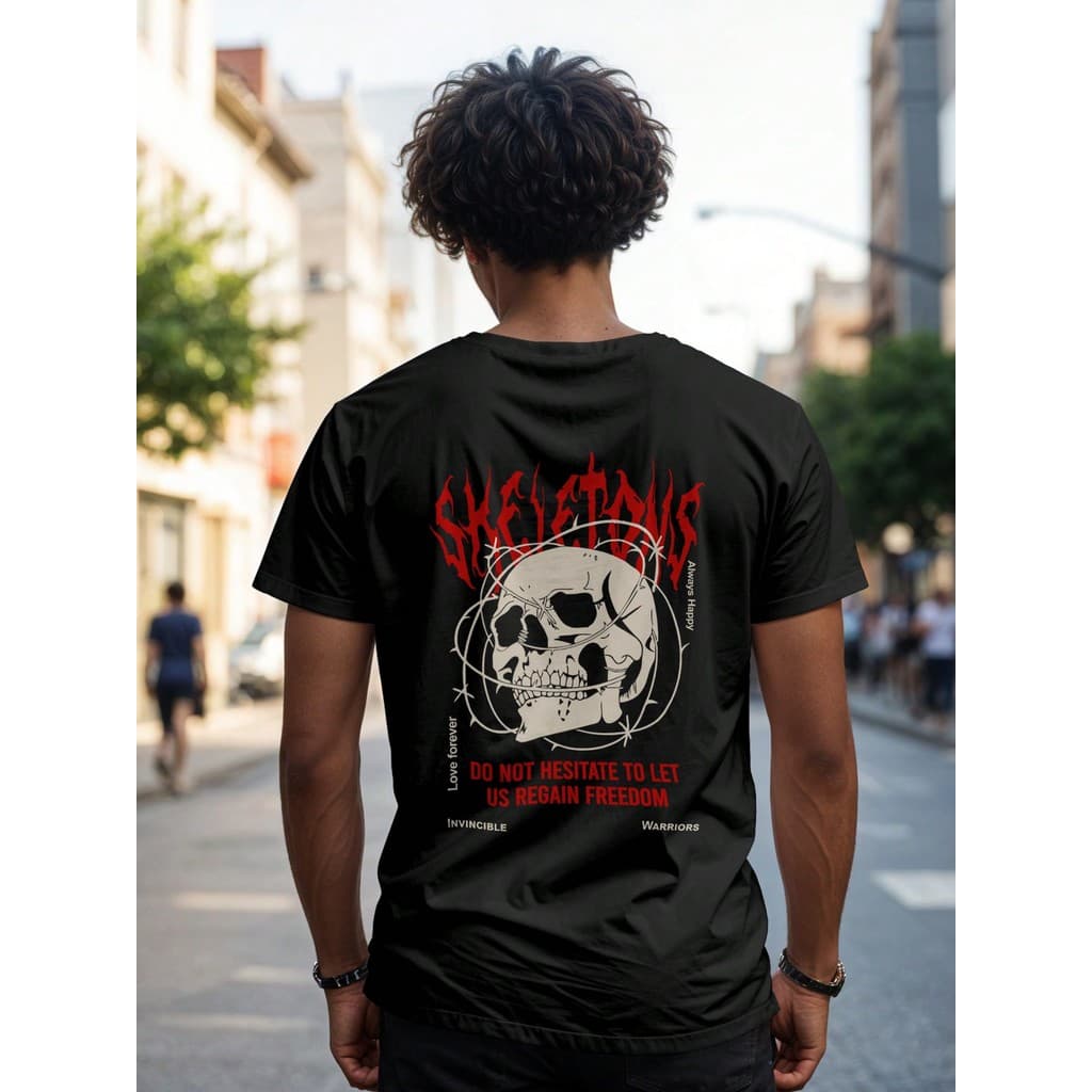 Camiseta Caveira Blusa Unissex Cranio Rock Punk Skate Streetwaer