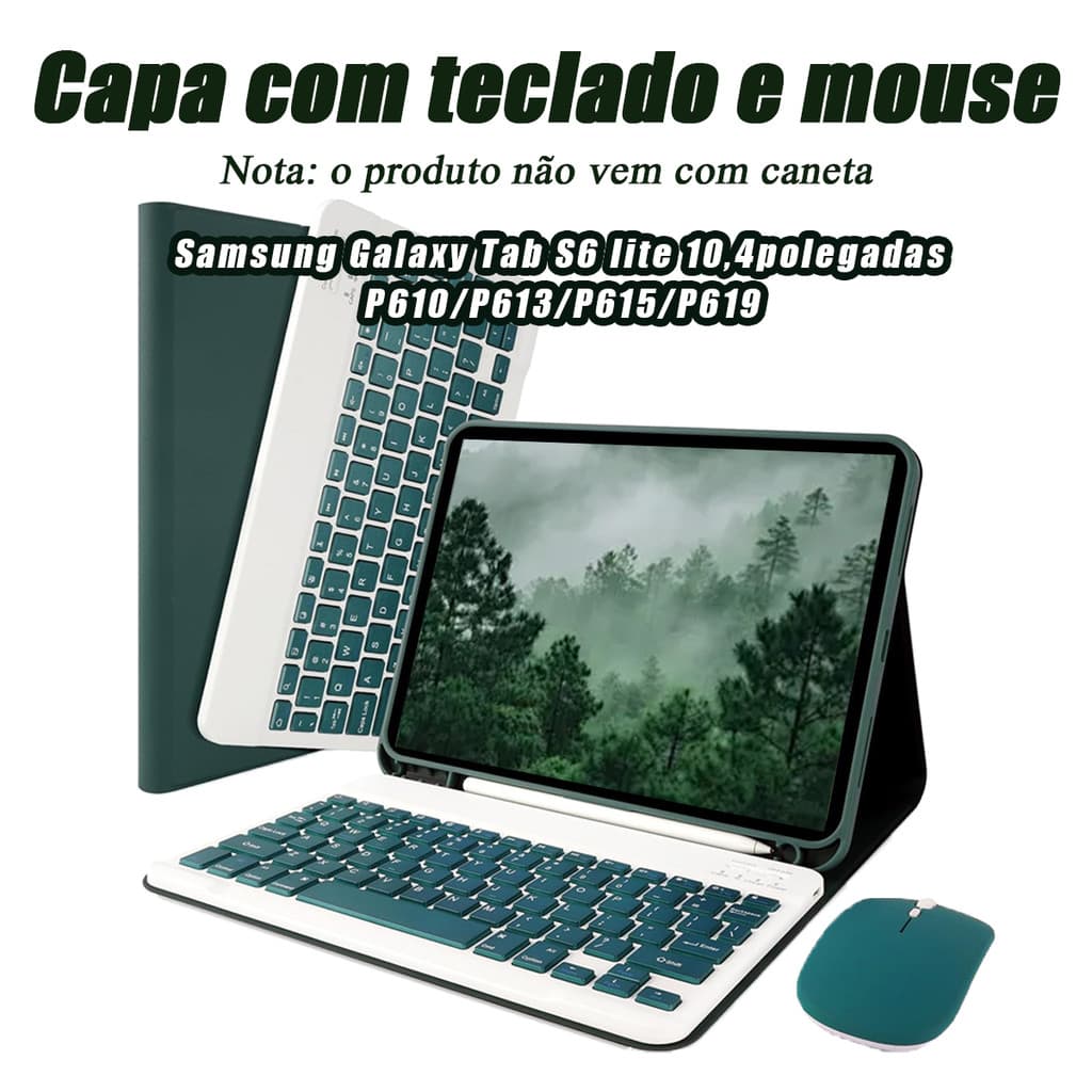 capa para tablet com teclado e mouse para 2022 Samsung Galaxy Tab S6 lite 10,4polegadas P610/P613/P615/P619