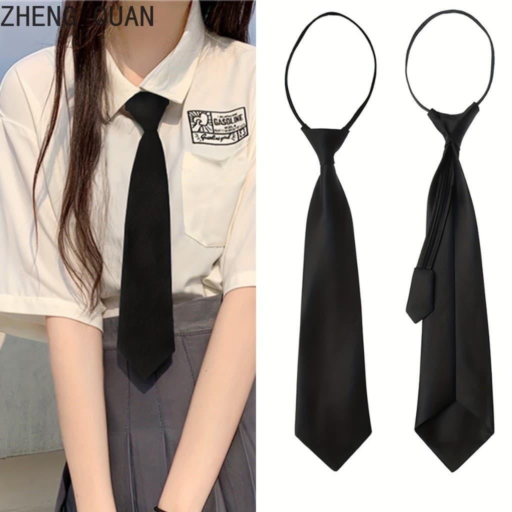 1 PCS Criativo Cor Preta Gravata Uniforme Camisa Terno Gravatas Preguiçosas Para Mulheres Acessórios De Moda