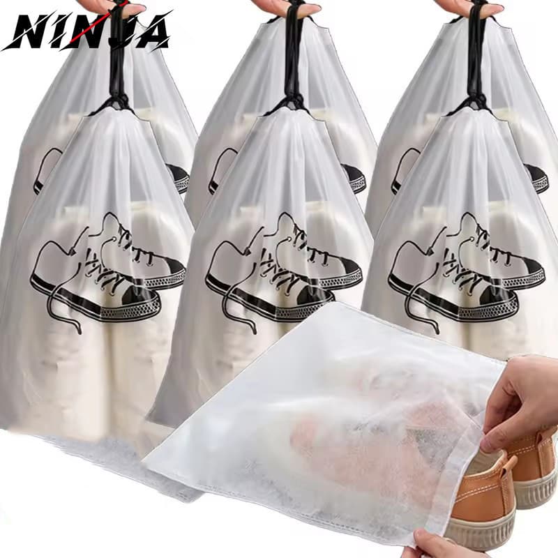 Saco De Armazenamento De Sapatos Com Cordão Transparente/Mala À Prova D'água Sacos De Roupas/Bolso Organizador Reutilizá
