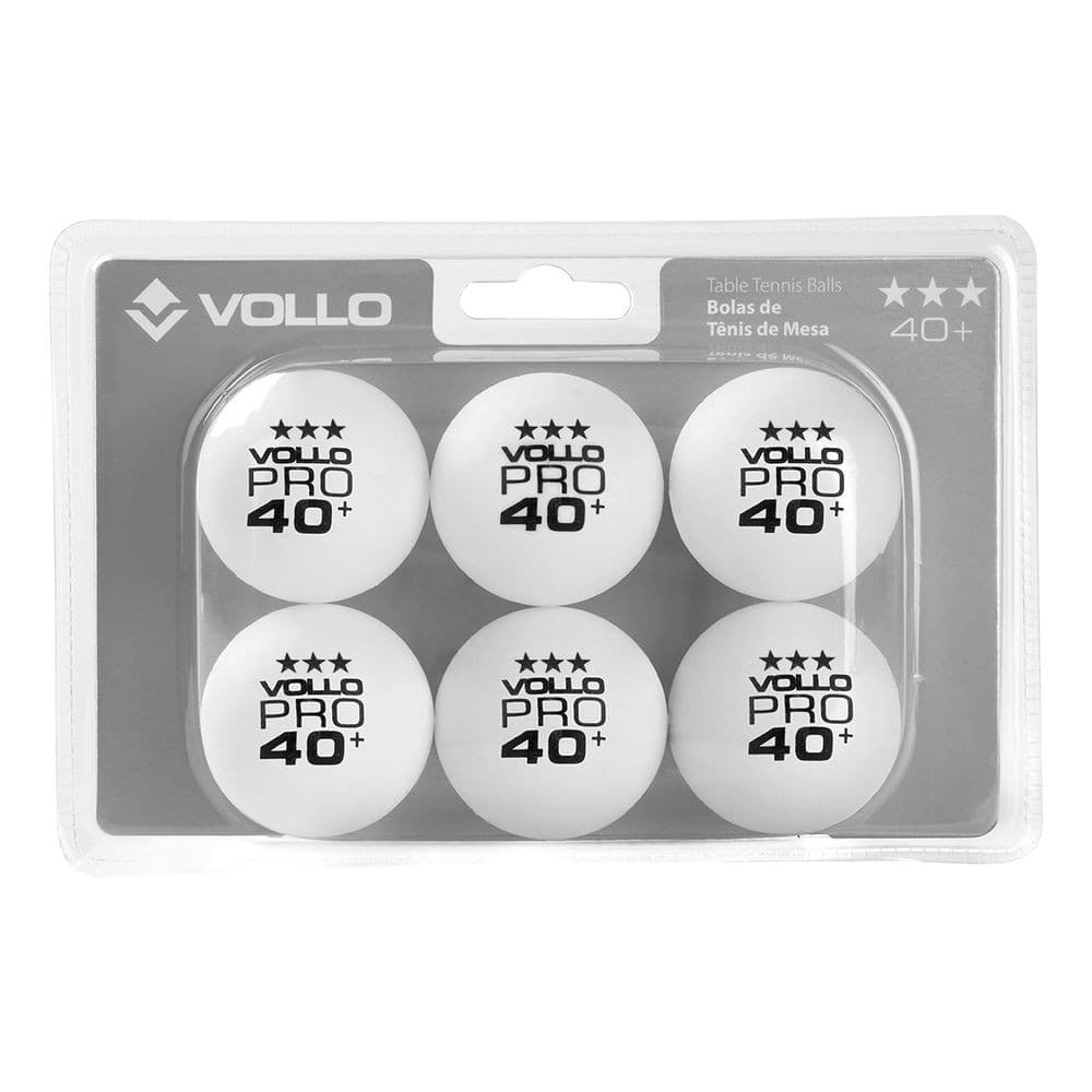 Bola de Tênis de Mesa Ping-Pong Branca 3 Estrelas 6 Unidades Vollo