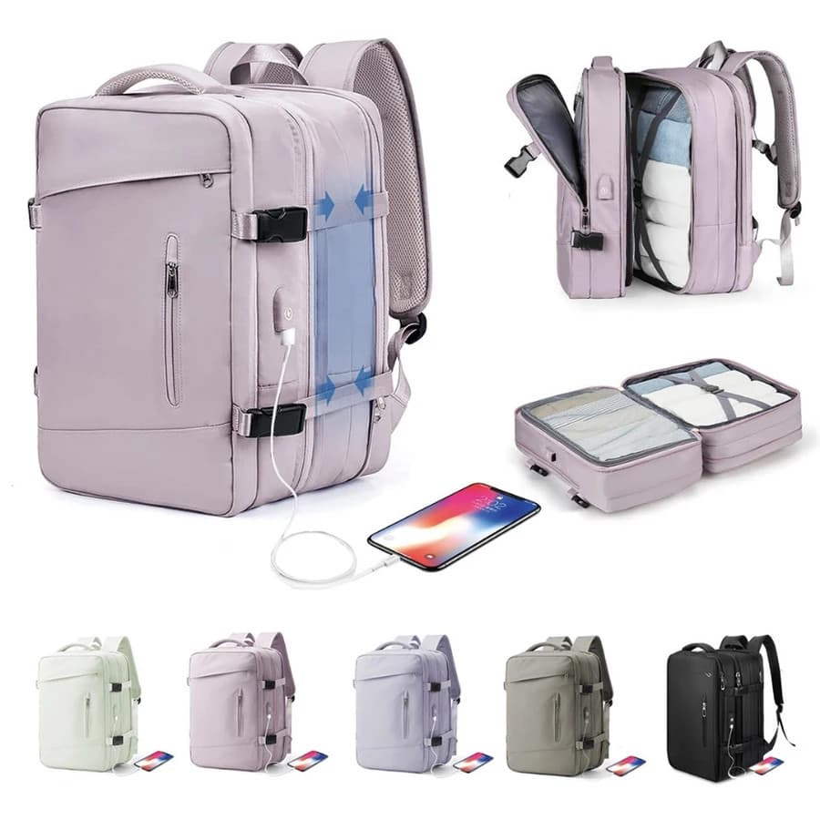 Mochila de organização para viagens unissex, mochila executiva expandível, adaptável a vários cenários