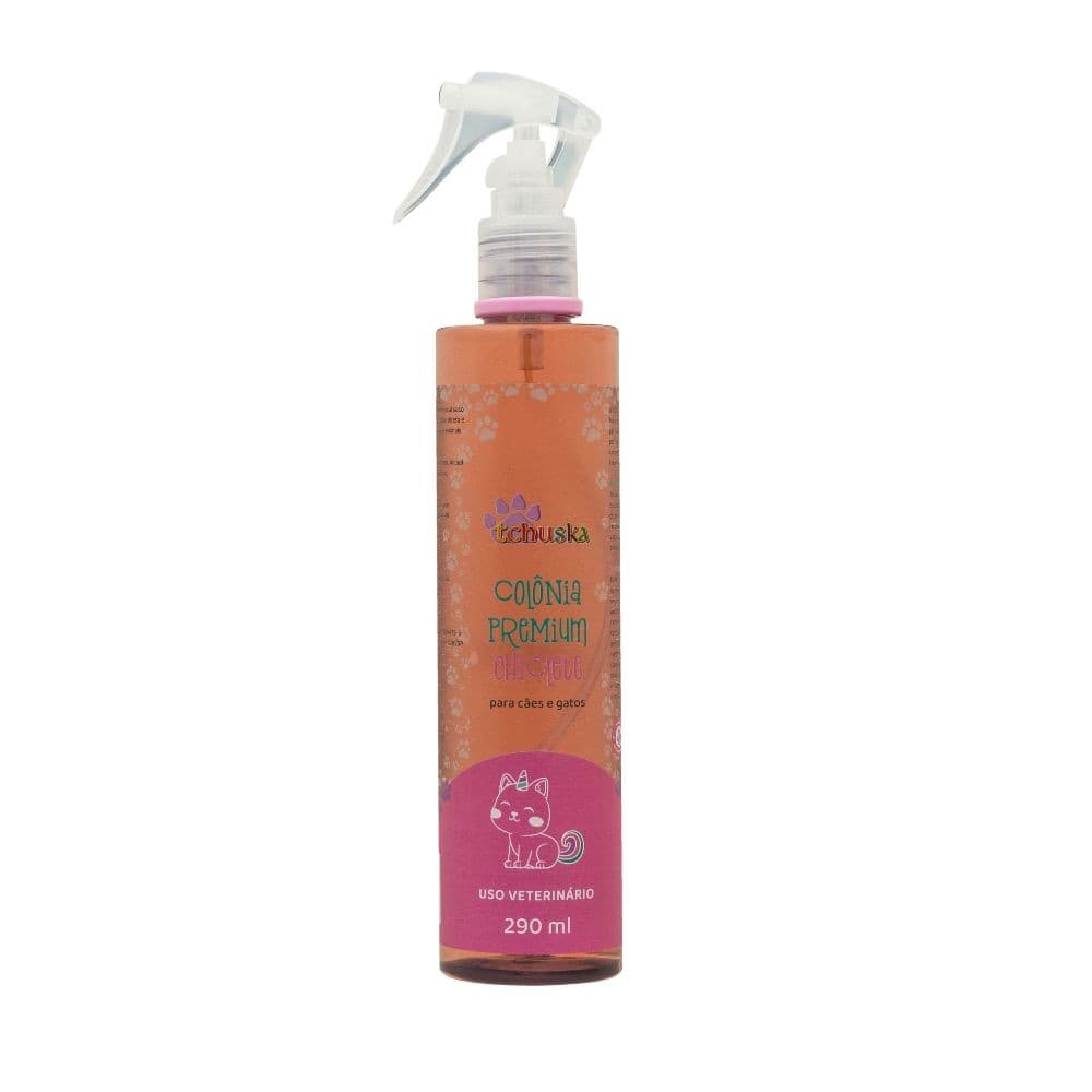 Colônia Premium Chiclete Tchuska Perfume Doce Frutal Duradouro para Cachorros e Gatos 290ml