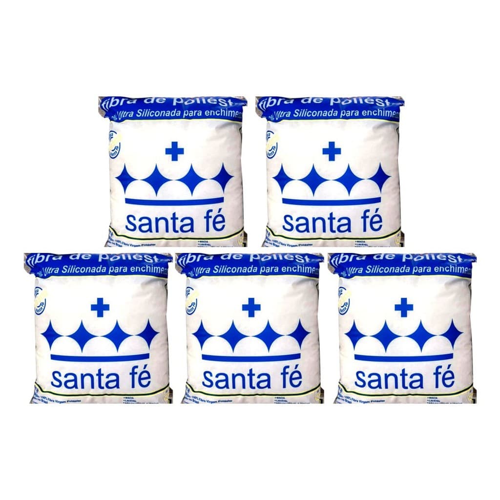 5 Pacotes Fibra Siliconada 50gr Santa Fé Enchimento Bonecas Almofadas Patchwork Antialérgica