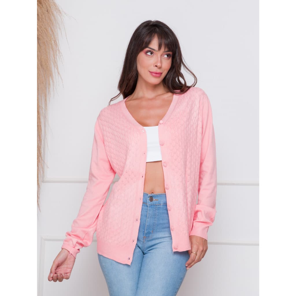 Casaco Modal Feminina Com Botões Moda Feminina Cardigan Inverno Com Detalhes Grosso