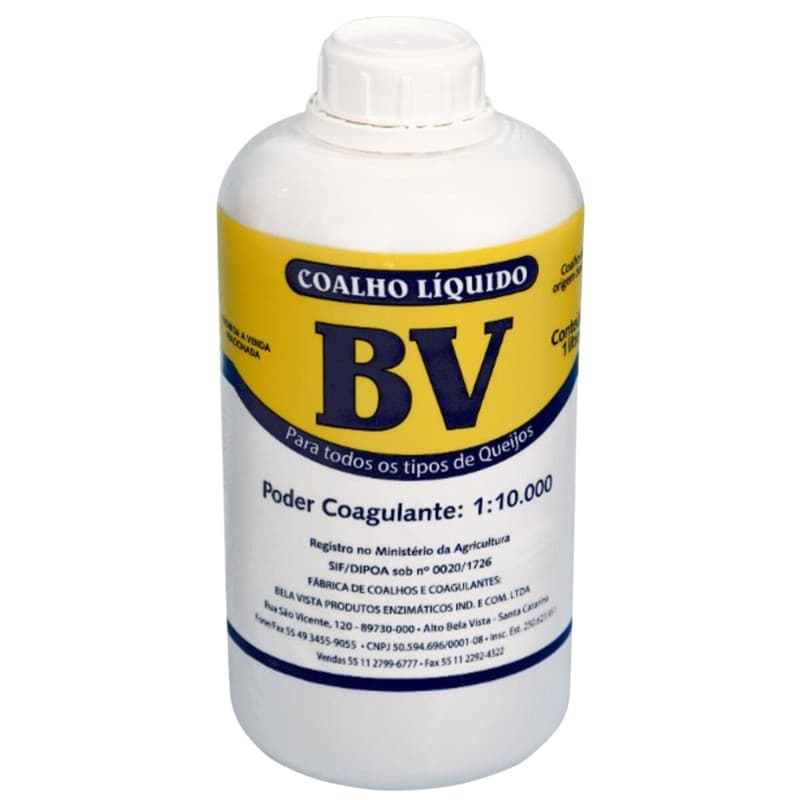 Coalho Líquido Natural Bela Vista 1 Litro Origem Bovina