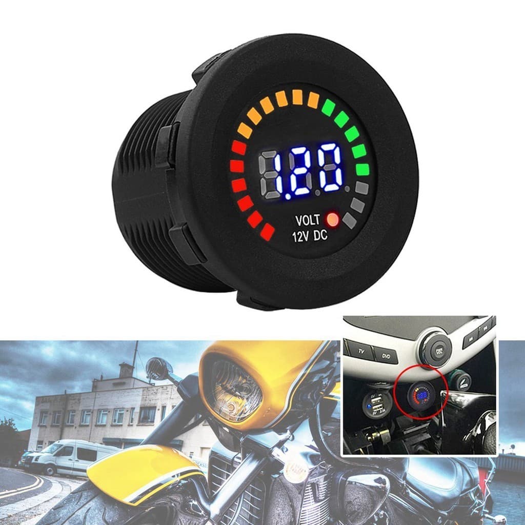 TMA ~ 12 V Mostrador Digital LED De Voltagem Para Carros De Motocicleta Voltímetro À Prova D'água Medidor Preto Novo
