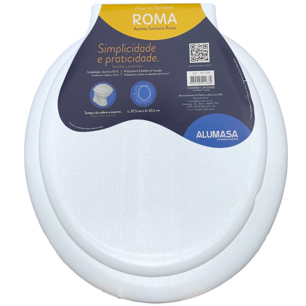 Assento Sanitário Roma Alumasa Oval Tampa Vaso Universal Branco