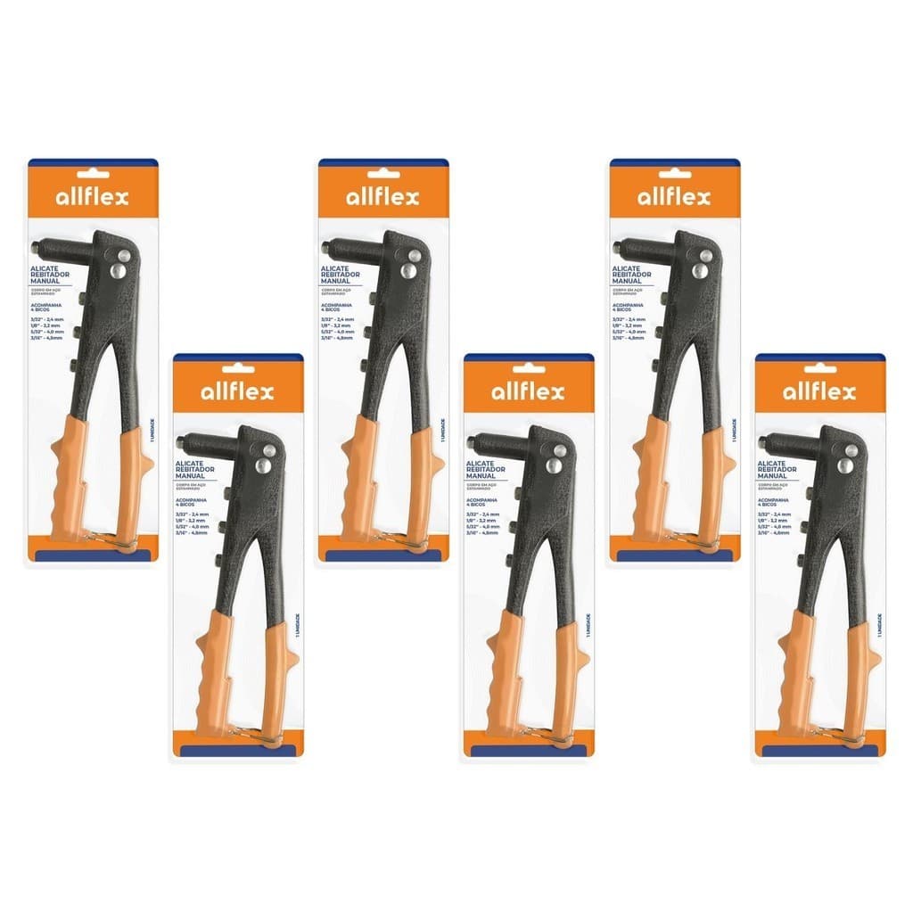 Kit 6 Alicates Rebitador Manual 9,5 Pol allflex 4 Bicos