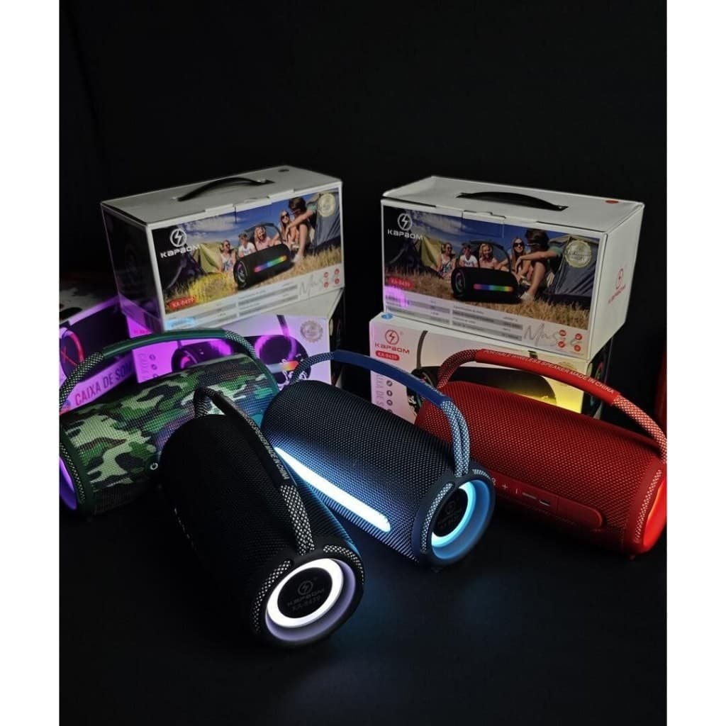 Promoção Caixa De Som Bluetooth RGB KA-8439 Com Alça A Prova Dagua - Azul Variedades