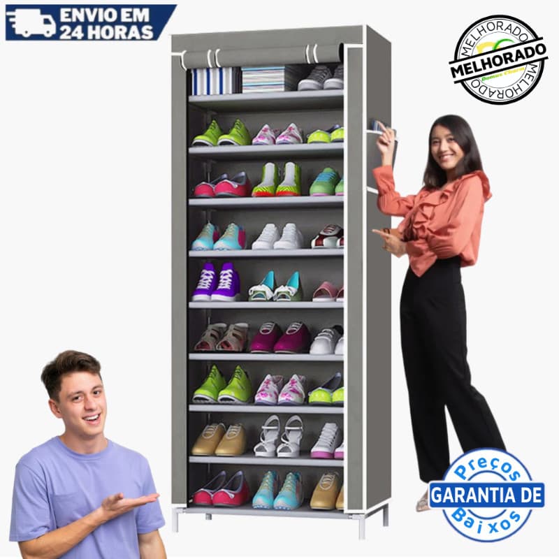 Sapateira 9 Níveis Organizadora 24 Pares - Armário Ajustável Para Sapatos, Chinelos, Bolsas E Roupas