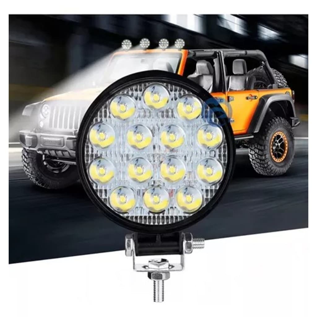 Kit Par Farol Milha Mini Redondo 42w 12v 24v Universal Jeep