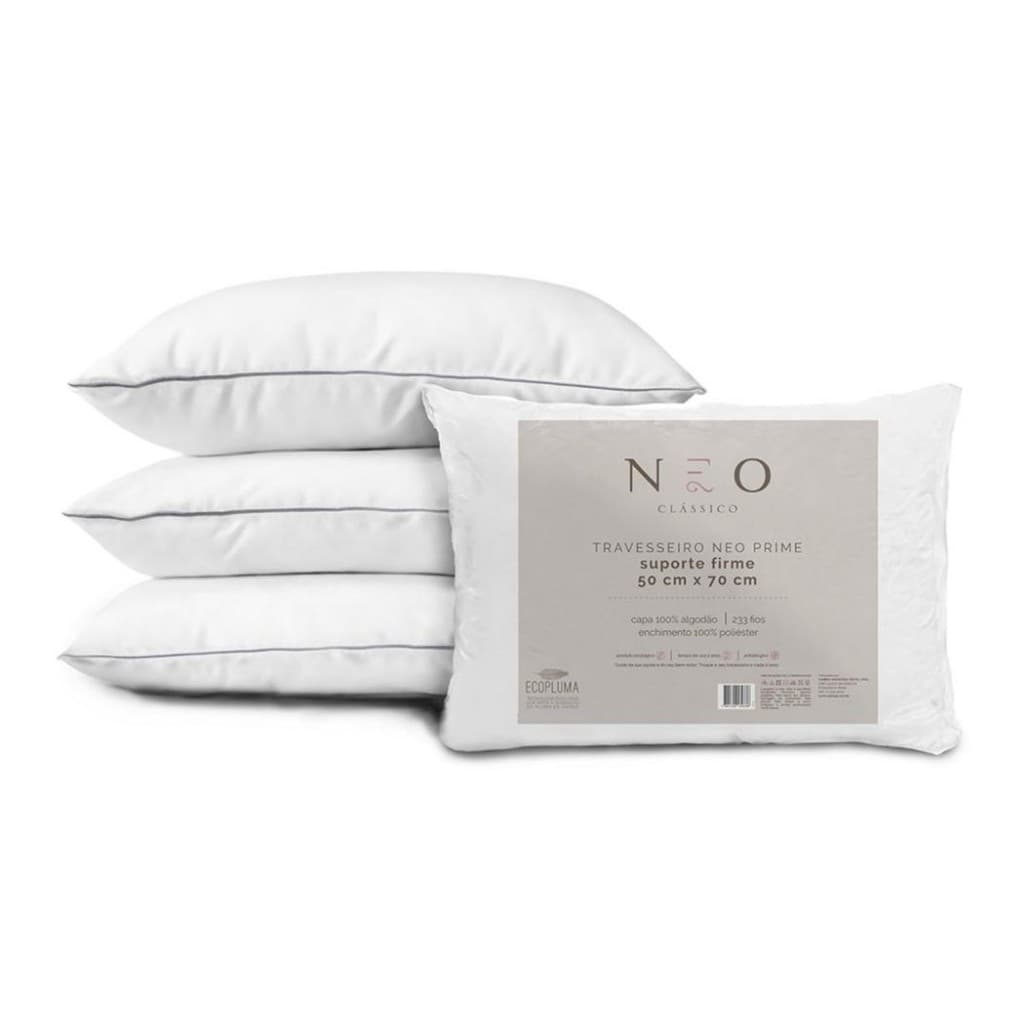 Travesseiro Alto e Firme Suporte Neo Prime Ecopluma 233 Fios 50x70cm - Camesa