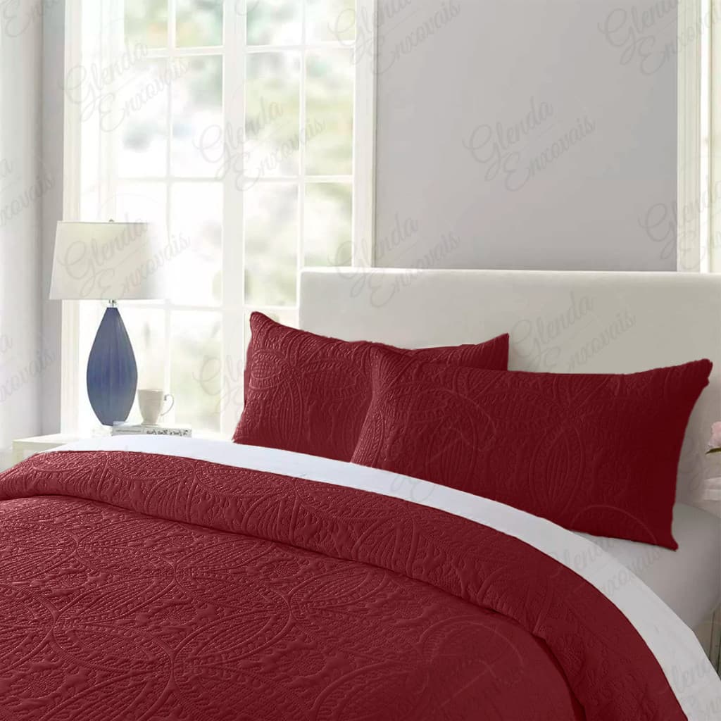 Kit Cobre-Leito co Relevo Mandala, Matelado, Ultrassônico-Beleza e Sofisticação para Seu Quarto-CL