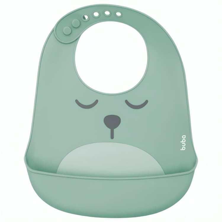 Buba Babador De Silicone Gumy Impermeável com Pega Migalha - Verde