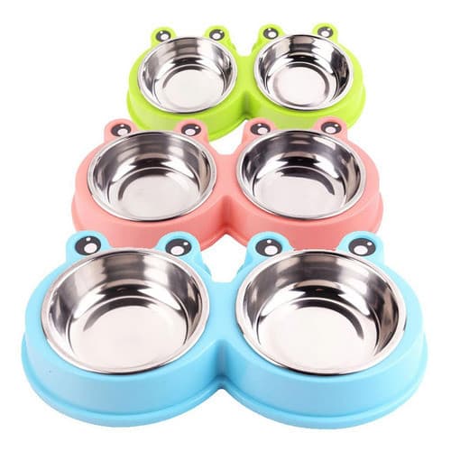 Comedouro Gato Bebedouro Pra Cachorros Pets Duplo Tigela Inox Comedouro Duplo Pet - Sapinho