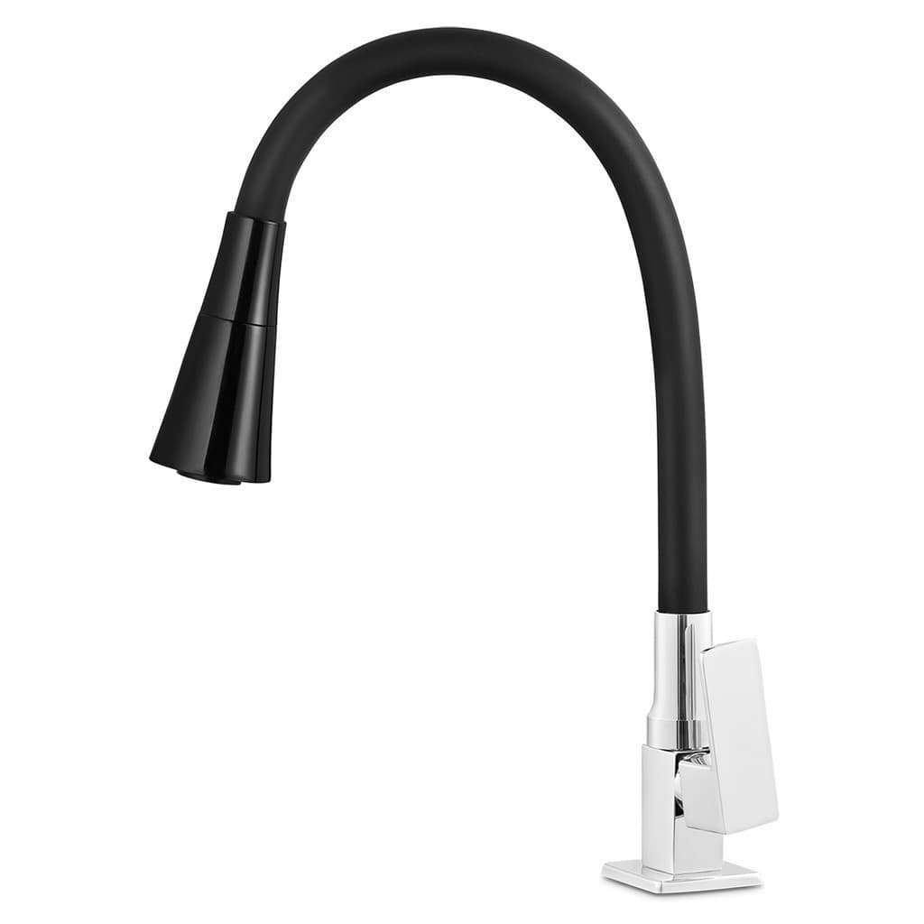 Torneira Cozinha Gourmet Flexível De Mesa Jato Duplo Preto Alira Home