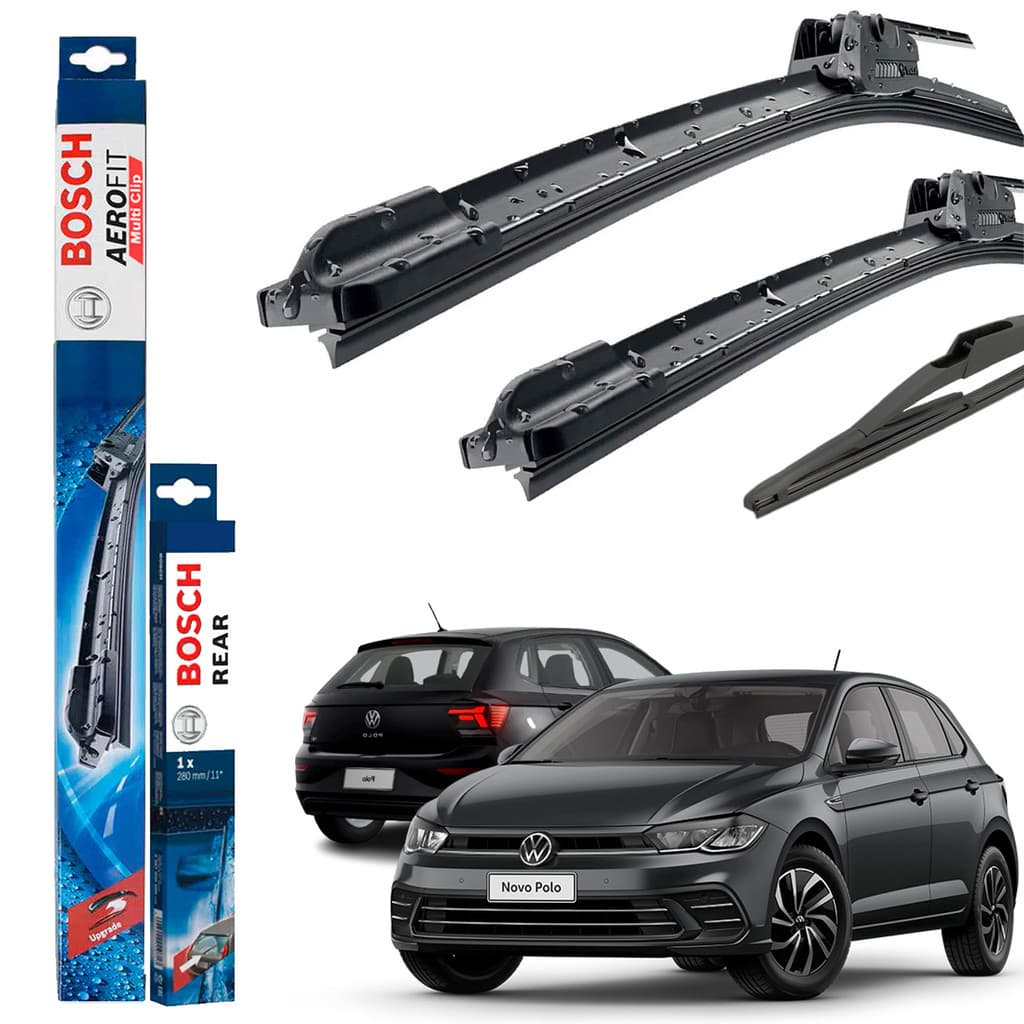 Kit Limpador De Parabrisa Dianteiro Polo 2017 2018 2019 2020 2021 2022 Original Bosch