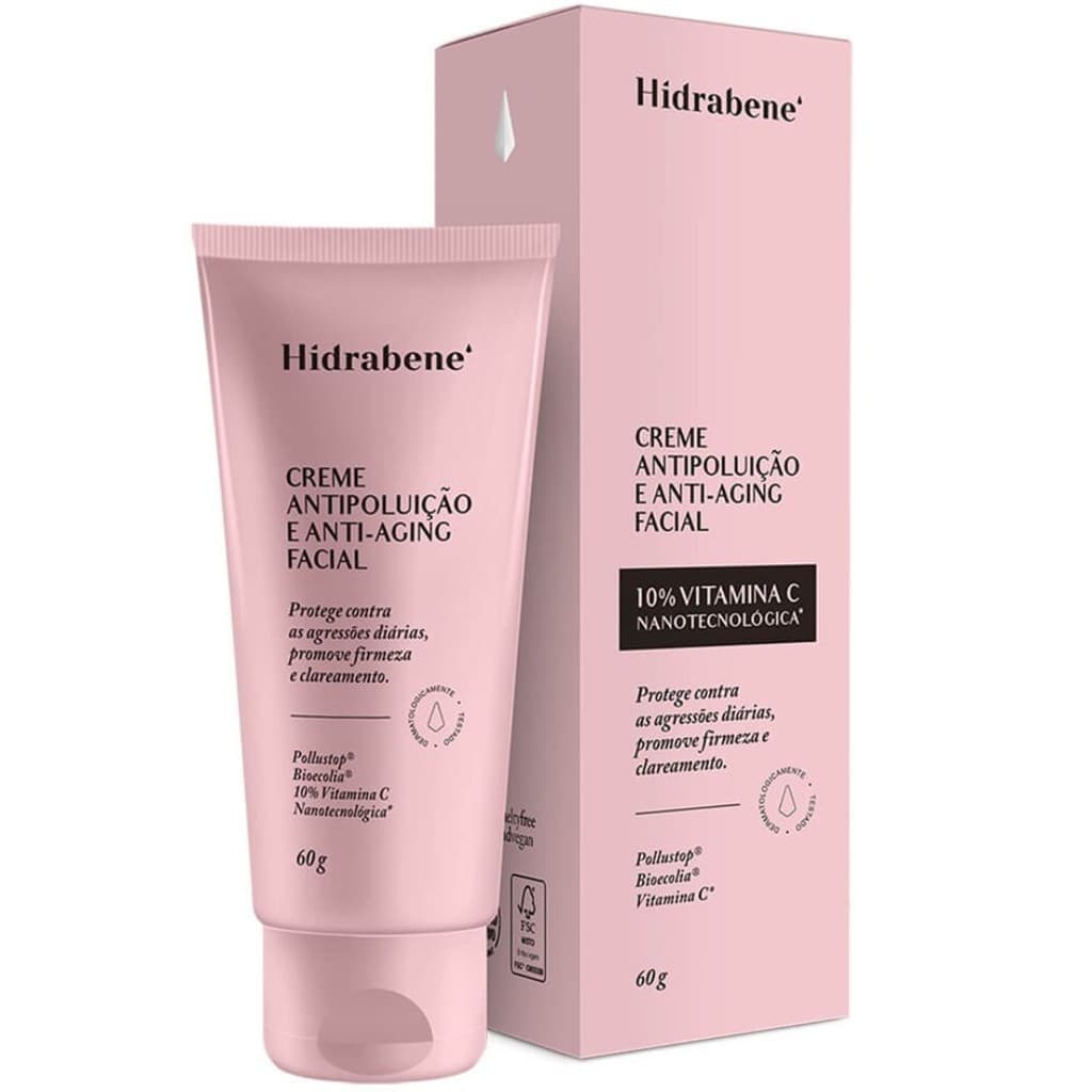 Hidrabene Creme Antipoluição Anti-Aging Facial Vegano 60 gr