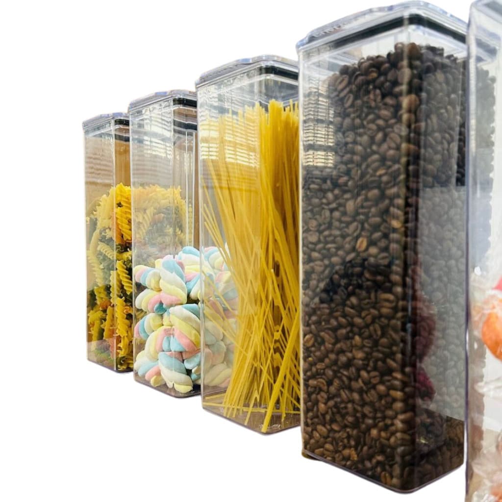 Potes Herméticos Acrilio 1,8 Litros Mantimento Arroz Feião Decorativo Cozinha Empilhável